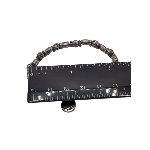 Vintage Philippe Audibert Paris Silver tone Beaded Metal Stretch Bracelet Signed - Picture 8 of 8